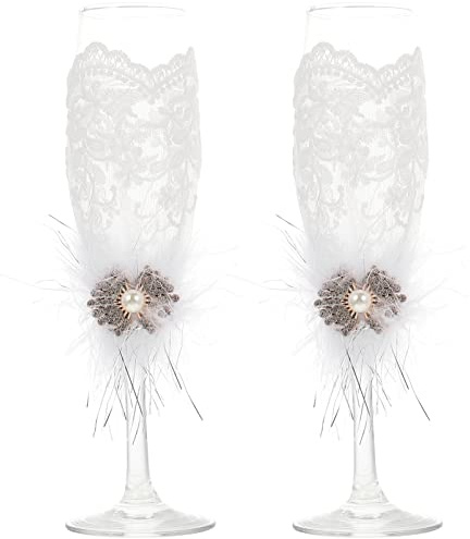 LIFKOME 2pcs Stainless Wine Goblet Set Wedding Cups Quirky Wedding Whiskey Glassware Set of Glass Goblets