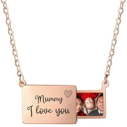 Personalised Necklace With Photo Locket Necklace, Valentines Message Necklace, Letter, Birthday Engraved Love Letter, Mother Secret Note, Letterbox, Gift for Her