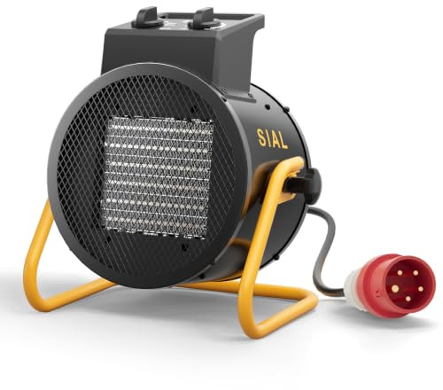 SIAL Calefactor Cerámica 5000 W, 400V - Radiador Electrico - Calefacción Industrial - Calor Rápido 3 Segundos - Apto Para Garaje, Taller, Almacén (Negro)