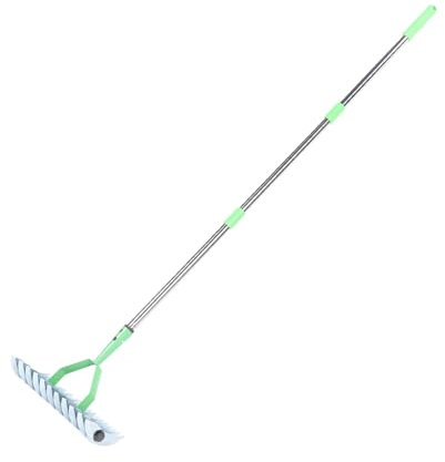 Thatch Rake for Lawns, Stainless Steel Garden Rake with Handle, Metal Head Thatching Tool for Weed Removal, Clearing Dead Grass, Loosening Soil