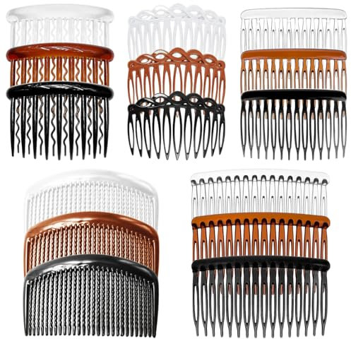 SYEYCW 15 Pièces Peignes à Cheveux Décoratifs, Peignes Latéraux Francais, Peigne à Cheveux Décoratifs en Plastique, Peigne Cheveux Chignon, pour Femme et Filles aux Cheveux Épais et Fins, 3 Couleurs