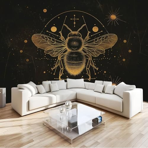 Negro Profundo Fotomurales Decorativos Pared abeja dorada Papel Pintado 300x210 cm Murales Pared HD Moderno 3D Impresión Del Arte Oficina Tv De Fondo Fotomurales