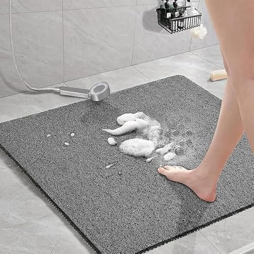 Duschmatte rutschfest,Luffa Badematte,Weich Komfort Duschmatten Badewannenmatte- Duscheinlage rutschfest - Familien, Kinder & Senioren (60x60,Grau)