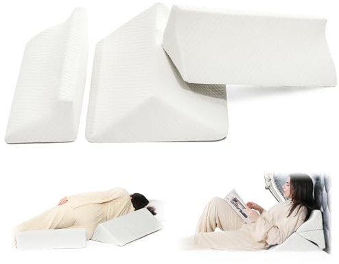 JFNoraiva Foam Wedges for Positioning in Bed – 3in1 R-shaped Wedge Pillows for Seniors,Adult,Long Term Bedridden Patient,for Back Pain Relief,Reduce Snoring,Post Surgery Recovery,Cover Removable,White