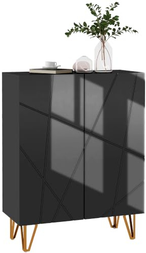 HOMCOM Mueble Zapatero con Estantes Ajustables 72x31,5x95 cm Negro Brillo | Moderno, Zapatero de Entrada Recibidor Estrecho, Cierre Suave, para 15-20 Pares de Zapatos para Pasillo
