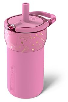 BrüMate Leap 12oz 100% Leakproof Kids Tumbler with Handle and Silicone Soft Straw | Drop Resistant Silicone Sleeve | for Kids 4+ | Insulated Stainless Steel | Cup Holder Friendly | 12oz (Princess)