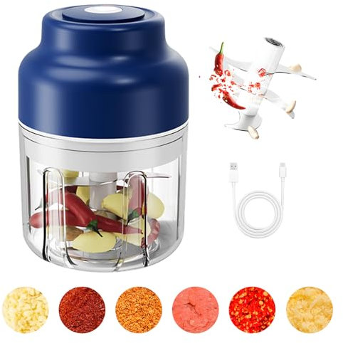 Taekooki 320ML Electric Food Chopper, Mini Wireless Garlic Grinder, USB Rechargeable Portable Food Processor and Blender for Chili Onions Vegetable Nuts Fruits Peppers Meat Garlic