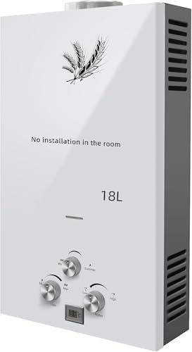 Chauffe-Eau à Gaz Instantané 18LPM 36KW Chauffe-eau à Gaz GPL Propane Butane,Pression d'eau de Démarrage Super Basse,pour la Maison et I'extérieu (18L 36KW)