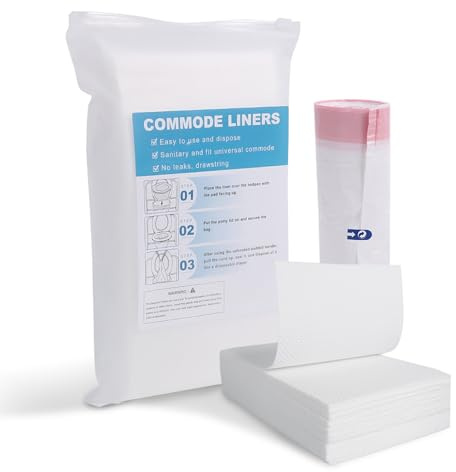 Dulynva 20Pcs Sacs de Toilette Portables avec 20Pcs Coussinets Absorbants, Sac Hygiénique Pour Chaise, Sacs Chaises Percées, Pour Chaise Percée et Poêle de Lit, 53 * 40cm