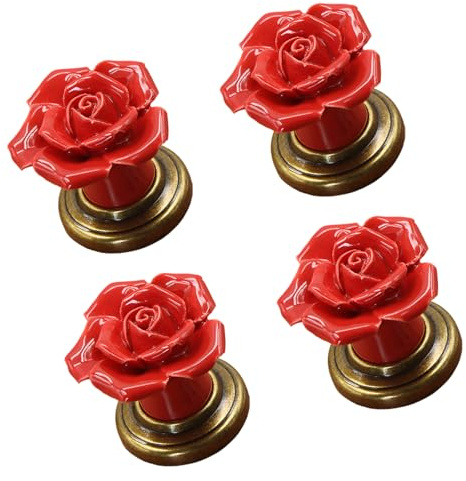 4 pomos elegantes de cerámica con tornillos de aleación de zinc para muebles, armarios, aparadores, cajones, manijas de muebles