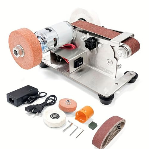 Lijadora de Banda eléctrica Multifuncional, pulidora y afiladora, con 7 velocidades Ajustables, para carpintería y metalurgia.
