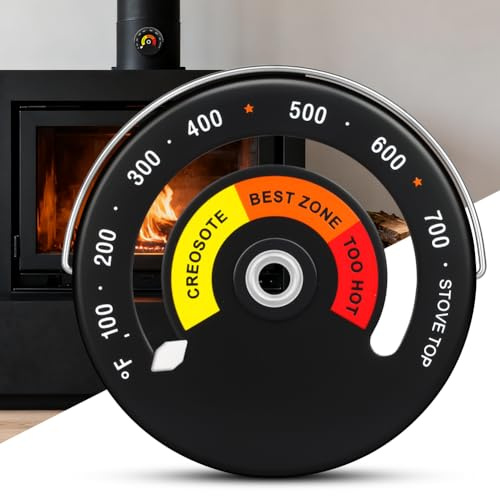 NUTKIT Ofenthermometer, 1 Stück Magnetische Ofen Thermometer, Magnetischer Holzbrenner Mit Rundem Zifferblatt, Kaminofen Thermometer für Holzofen Ofenrohr Kamin-Zur Überwachung der Ofeneffizienz