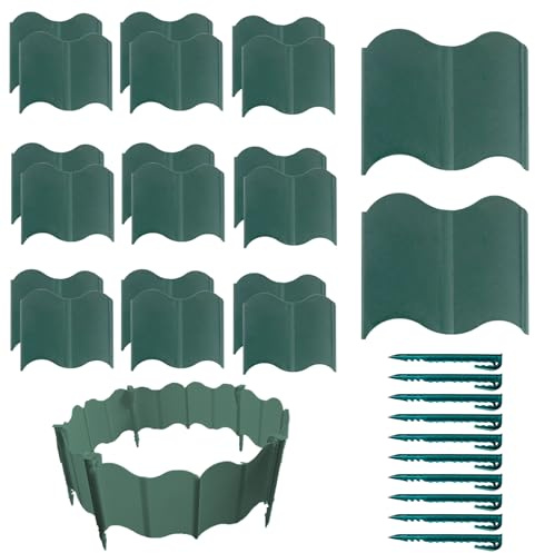 Borde para Parterres de Flores | 20 Piezas Borde para Jardín | Cerca Desmontable para Parterres, Césped y Caminos de Jardín en Patio y Entrada