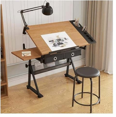 KEuLen Zeichentisch, Architektentisch, Schreibtisch, Neigbare Tischplatte for Malen, Zeichnen, Künstlerschreibtisch, Aquarellmalerei, Skizzierarbeitsplatz