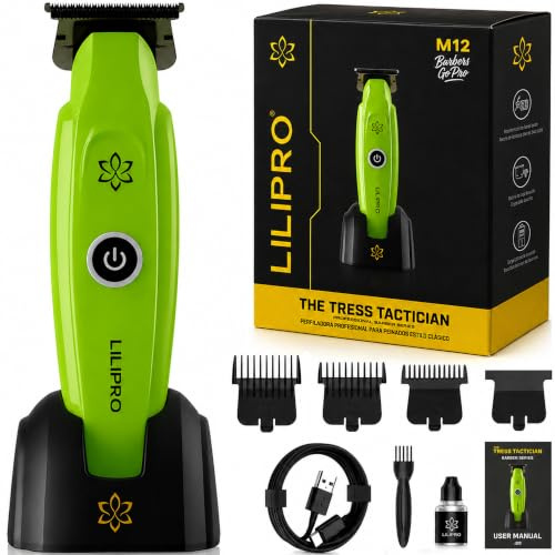 LILIPRO M12 Profi Herren Haarschneider & Barttrimmer | Professional Hair & Beard Trimmer - Zero-Gap DLC-T-Blade, 7500+ RPM, Kabellos, USB-C, 2000 mAh Akku, Leise & Präzise, Für Barber & Zuhause (Grün)