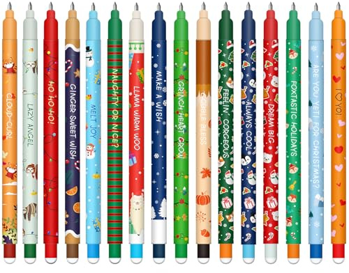 Set mit radierbaren Gelstiften Tiermotive - Gel Pens für löschbare Stifte mit thermoempfindlicher Radiertinte, verschiedene Tintenfarben und Schaftdesigns, 0,7 mm (16 löschbare Stifte Blind Box)