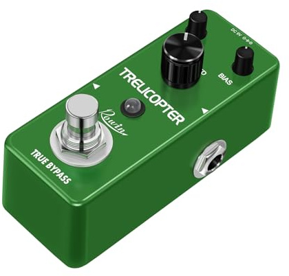 Rowin LEF-327 Compact Optical Tremolo Guitar Pedal - Classic Trelicopter with Bias Color Control, True Bypass, Metal Shell for Beginners - Huge Speed & Depth Range