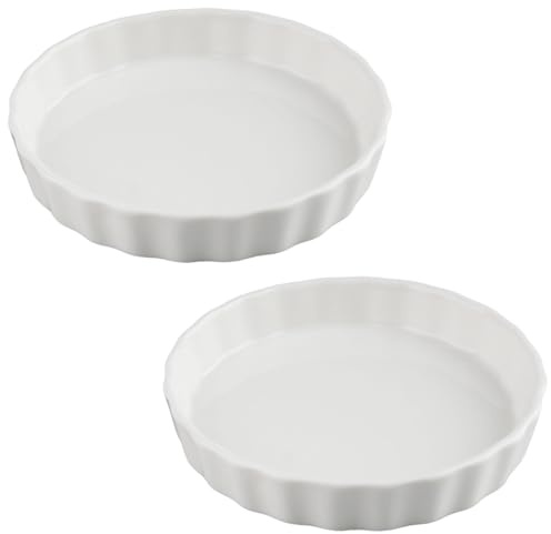 Suaywo 5 tums Quicheform Keramik 2 st. Tarteform Keramik Fruktkaksform Tarteform Rund Med Non-Stick-beläggning För Tillverkning Av Muffins, Pannkakor, Pasta Och Pizza (Vit)