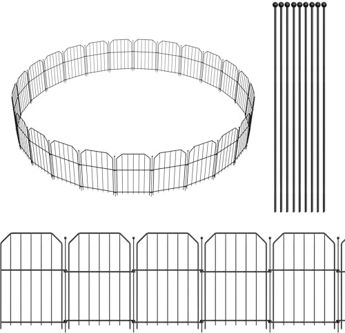PEILU 10 Stück Dekorative Zäune, 40x28cm Zaunelemente, Rechteck Steckzaun ohne Graben, Rostfreies Metall Tierzaun, Beetzaun zum Stecken, Kleiner Gitterzaun für Außenbereich/Garten (Totale 280cm Lange)