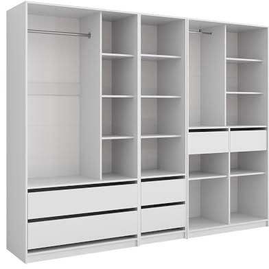 Vicco Kleiderschrank Elmo, Weiß, 100 x 200 cm | 3er Set, für flexible Aufbewahrung verschiedenster Kleidungsstücke