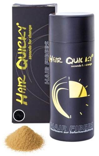 Hair Quicky® Premium Hair Fibers, Schütthaar, Streuhaar, Soforteffekt bei Geheimratsecken, Teilglatze, Haarausfall und lichtem Haar, für Männer & Frauen, natürliches Keratin | 28g | mittelblond