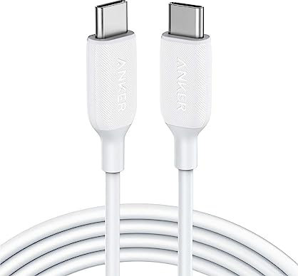 Anker Powerline III USB-C-auf-USB-C-Kabel 2.0, USB-C-Ladekabel für MacBook Pro, 2020, iPad Pro, 2020, Switch, Samsung Galaxy, S20 Plus, S9, S8 Plus, Pixel und mehr, 60 W, 1,8 m, Weiß