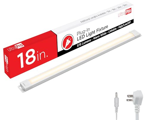 UltraPro 18 inch Plug-in Linkable Under Cabinet Lights, High/Low/Off, Warm White Light (2700K), LED Under Cabinet Lighting, Under Counter Lights for Kitchen, 44106
