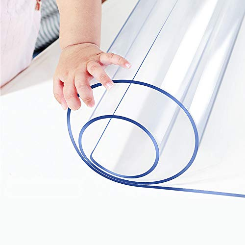 24x55 inch Clear Plastic Table Protector Rolled Dining Room Coffee Sofa Tabletop Cover Mat Eco Thicken Wooden Furniture Edge Screen Protective Easy Clean Carpet Non-slip Floor Runner Protection PVC