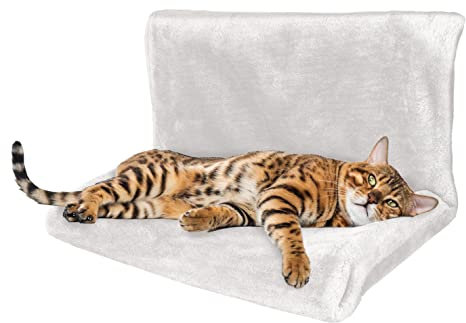 ZYBUX – Over Radiator Cat Bed | Padded Cat Radiator Hammock with Strong Frame & Faux Fur Cover, Cosy Bed for Cats & Small Dogs (Ivory)