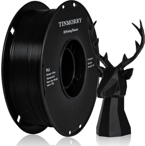 TINMORRY PLA Filament 1.75mm, Schnelles PLA 3D Druck Filament, Kompatibel mit den meisten FDM 3D Druckern, 1 KG 1 Spule, Schwarz