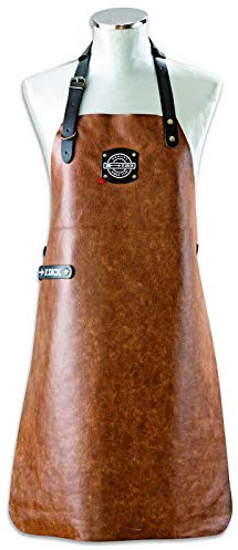 Dick hochwertige hitzebeständige braune Leder Grillschürze 82 cm mit Schlaufe