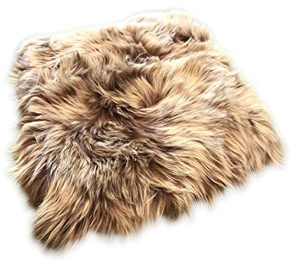 Rohn Moden Sitzkissen, Sitzauflage Schnucke aus echtem hochwolligem Lammfell für Stuhl, Rollstuhl, Katzenbett, Hundebett und Dekoration - Kuscheliges und vielseitiges Accessoire in Cappuccino