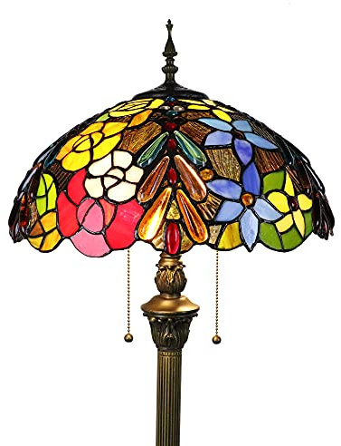 Tokira Tiffany Lámpara de pie sala de estar, pantalla de vitrales vintage de 16 pulgadas, uva lámparas estándar altas 64 pulgadas para salón, [Excluyendo bombillas]