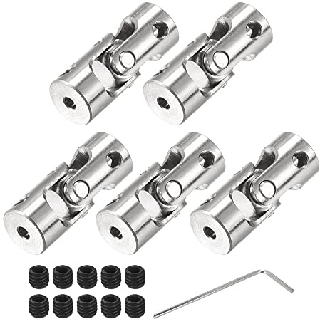 sourcing map 5 Stück Drehbare Kreuzgelenk Wellenkupplung 2.3mm bis 3mm Innendurchm. L23 x D9 mit Schrauben und Schraubenschlüssel für RC Modell