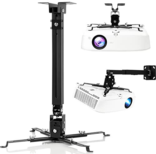 DAWASAPAT 3-in-1 Projector Mount Wall/Ceiling Projection Bracket, Universal Height Adjustable Hanging Mount Bracket Holder with Extension Pole for Home and Office Projector