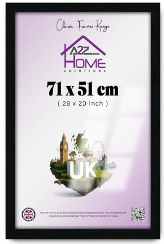 A2Z Home Solutions® Photo Poster Display Wall Hanging Black Frame 51 x 71 cm For Print Picture With Clear Perspex 30x15mm Moulding Mounting Hooks MDF backboard