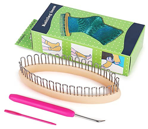 Aeelike Klein Oval Sockenwebstuhl für Anfänger und Strickliebhaber, Hochwertige Sockenstrickmaschine mit Strick Häkelnadel und Nähnadeln, 13,6×5×3,1 cm Ideal Loom für Socken und Ärmel