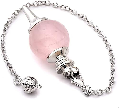 Pendule divinatoire en Quartz rose naturel | Pendule radiesthésie goutte d’eau universel avec haute qualité vibratoire | Pendule sephoroton 4cm en pierre de Quartz rose | Chaine 17cm incluse