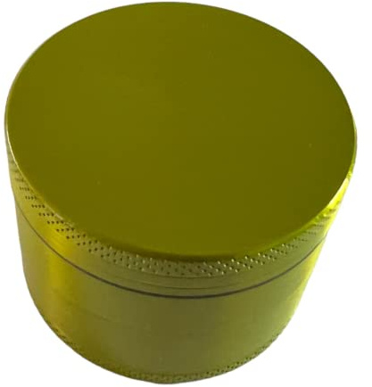 Glamified Herb Grinder Zinc Alloy - 4 Layer Easy to Grip Metal Grinder for Smooth Grinding with Scraper, Magnetic Lid, Pollen Catcher and Mesh Filter (Lime Green 50mm)