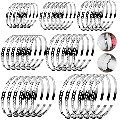 42 Pezzi Fascette Metalliche Stringitubo in Acciaio Inox, Regolabili Fascetta Stringitubo Metallica Morsetti per Tubi, Senza Viti Morsetto Collare, per Pool, Cavi, Tubazioni Fissaggio (42 Pezzi)