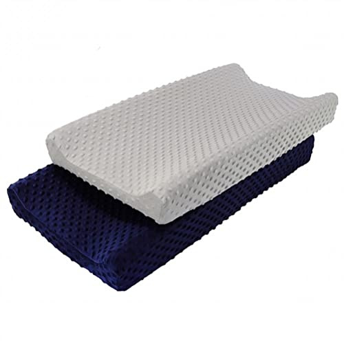 2 Stück Wickelauflagenbezüge, Wasserdichte Wickeltischauflagenbezüge, Wickelauflagenbezüge, Abnehmbare, Waschbare Matratzenbezüge für und Mädchen (Regular: Hellgrau + Blau)