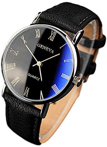 Tonsee Accessoire Damen Herren Analog Quarz Uhr Mode Sport Herrengehäuse aus rostfreiem Stahl Lederarmband Andockuhr Damenband Ansehen Billig (B-B, One Size)