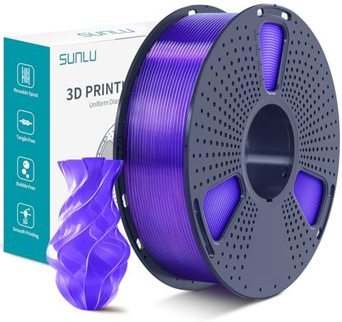 SUNLU PLA Plus 3D Drucker Filament, PLA+ Filament 1.75mm, robustes 3D Filament, kompatibel mit 3D FDM Druckern, Maßgenauigkeit +/- 0.02 mm, 1kg Spule (2.2 Pfund), PLA+ Transparent Lila