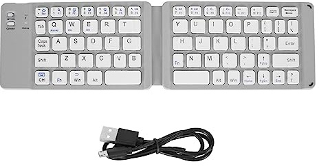 Cyrank Tastiera Bluetooth Pieghevole Tastiera Wireless Portatile Sottile Tascabile Tastiera da Viaggio Tastiera per Piccolo Computer per Telefono Cellulare Tablet Win7 8(Grigio)