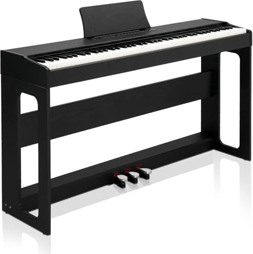 Outopee 88 Key Keyboard Piano Weighted Action Digital Piano, Electronic Keyboard Piano with Triple Pedals, DustProof Cloth, Stereo Headphone and Piano Sticker, Portable Keyboard for Beginners(Black)