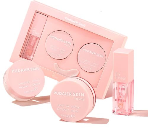 3Pcs Lip Care Set - Includes Hydrating Lip Glow Oil & Moisturizing Lip Treatment Sleeping Mask & Exfoliating Lip Scrub, Shiny and Nourishing Lips, Dry Lips Treatment