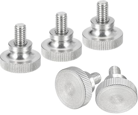 sourcing map Viti a testa zigrinata M6 x 10 mm, 5 pezzi, in acciaio inossidabile 304, con testa zigrinata piatta, bulloni con manopole di fissaggio a spalla