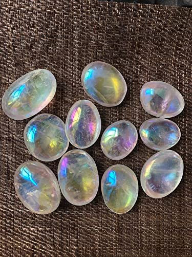 BUSOTH Hogar 1 Uds. Cristales de Cuarzo Transparente de Aura de Ángel arcoíris Blanco Natural Cristal de Piedras de Palma