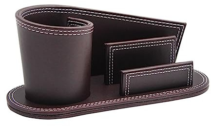 TEHAUX Pu-leder Stiftehalter Organizer Für Schreibtisch Stilvoller Bürobedarf Zur Aufbewahrung Von Schreibutensilien Handys Und Eleganter Desktop-organizer Kaffee-farbe