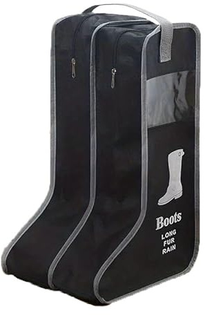 BSLVWG Boot Aufbewahrungstasche,Tragbare kurze Stiefel Hohe Stiefel Lagerung mit transparentem Fenster,Schuhärmel für Reisen,Jagd Wandern Angeln Boot Tragetaschen für Männer und Frauen (Schwarz, Groß)
